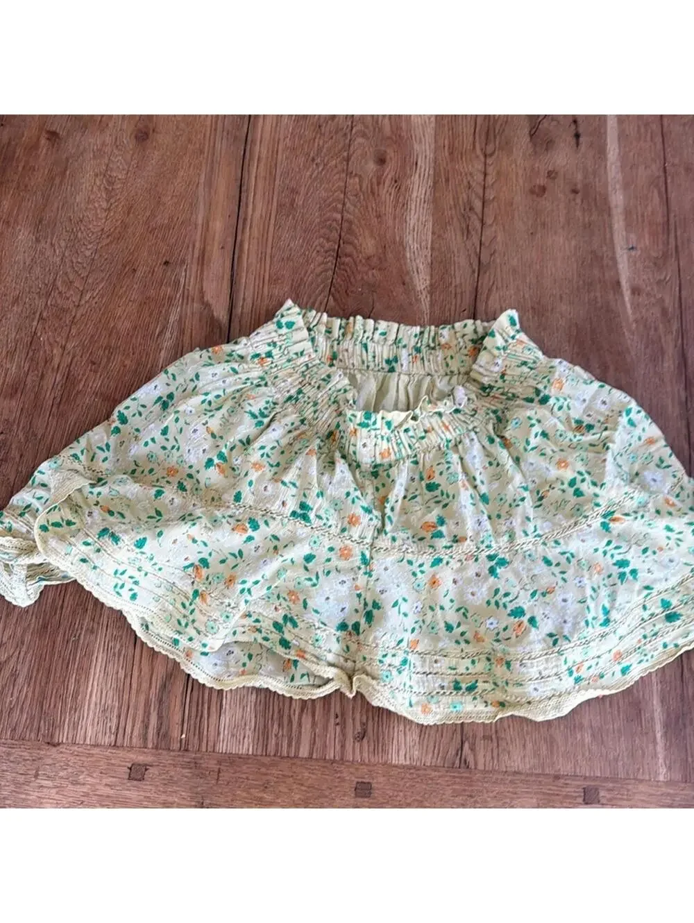 Aerie Floral Pleated Ruffle Mini Skirt size xs